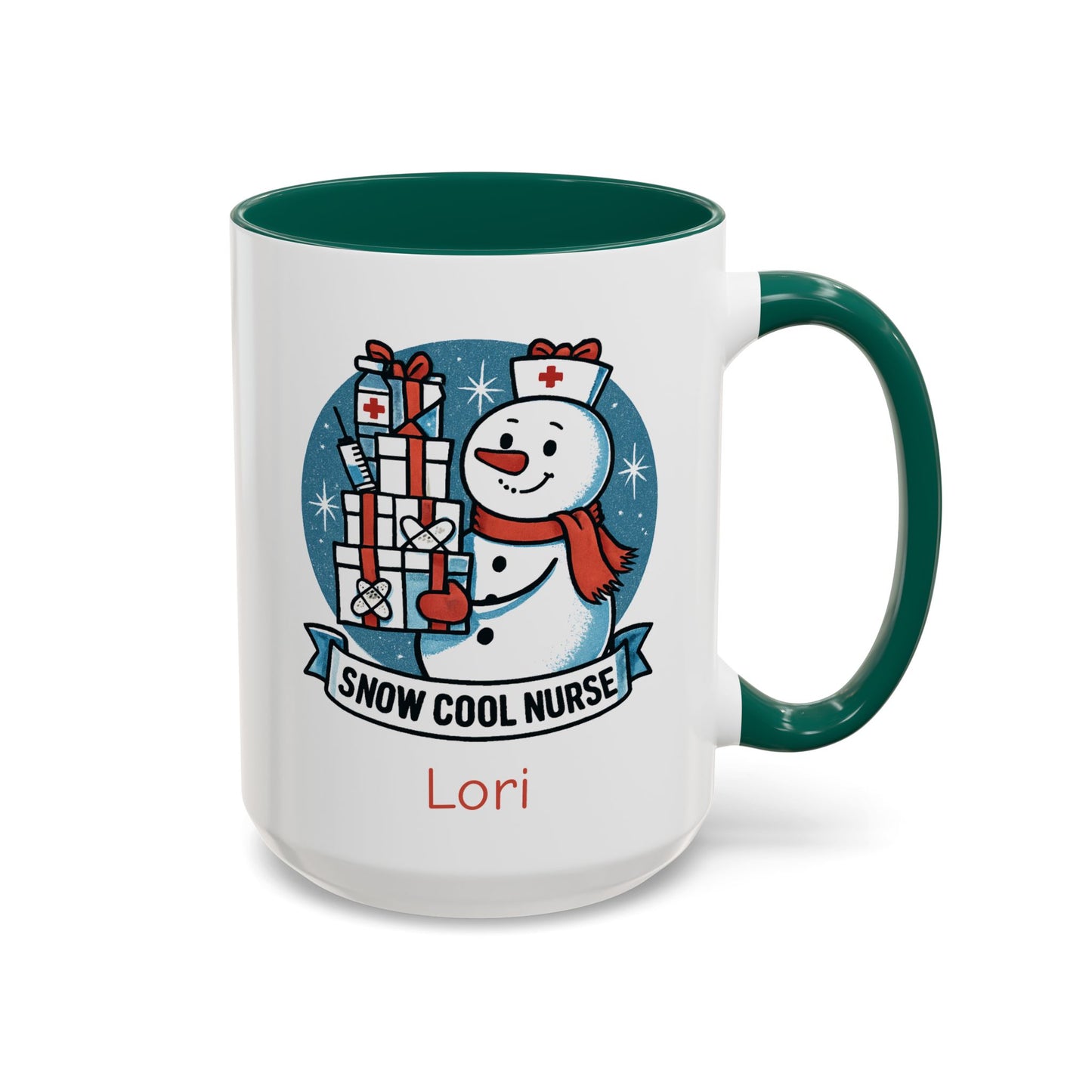 Personalized Snowman Nurse Mugs with festive designs and custom names, perfect holiday gift for nurses.