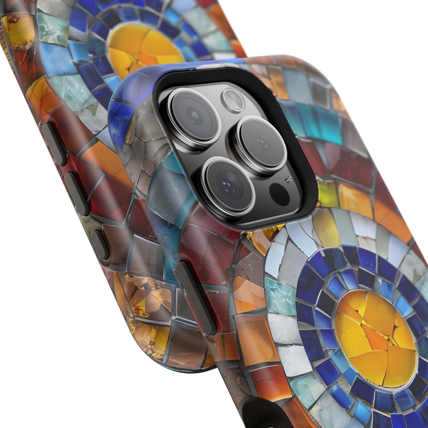 Magnetic Mosaic Phone Case, Trendy iPhone Case, Unique Design, Faux Stained Glass, Custom Phone Cover, Wireless Charging