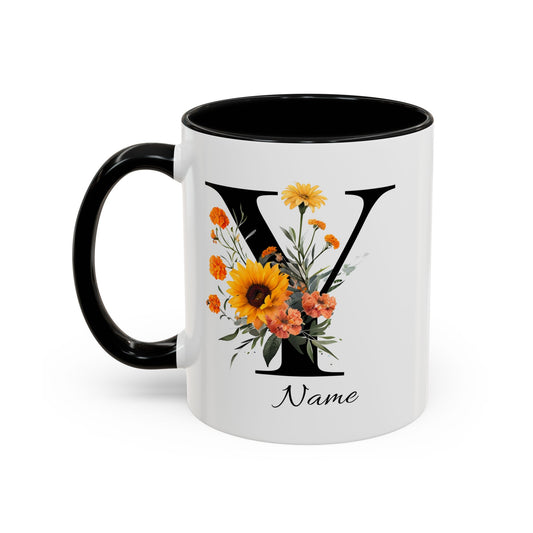 Personalized Floral Monogram - Letter Y - Elegant Accent Coffee Mug – Personalized Mothers Day Gift