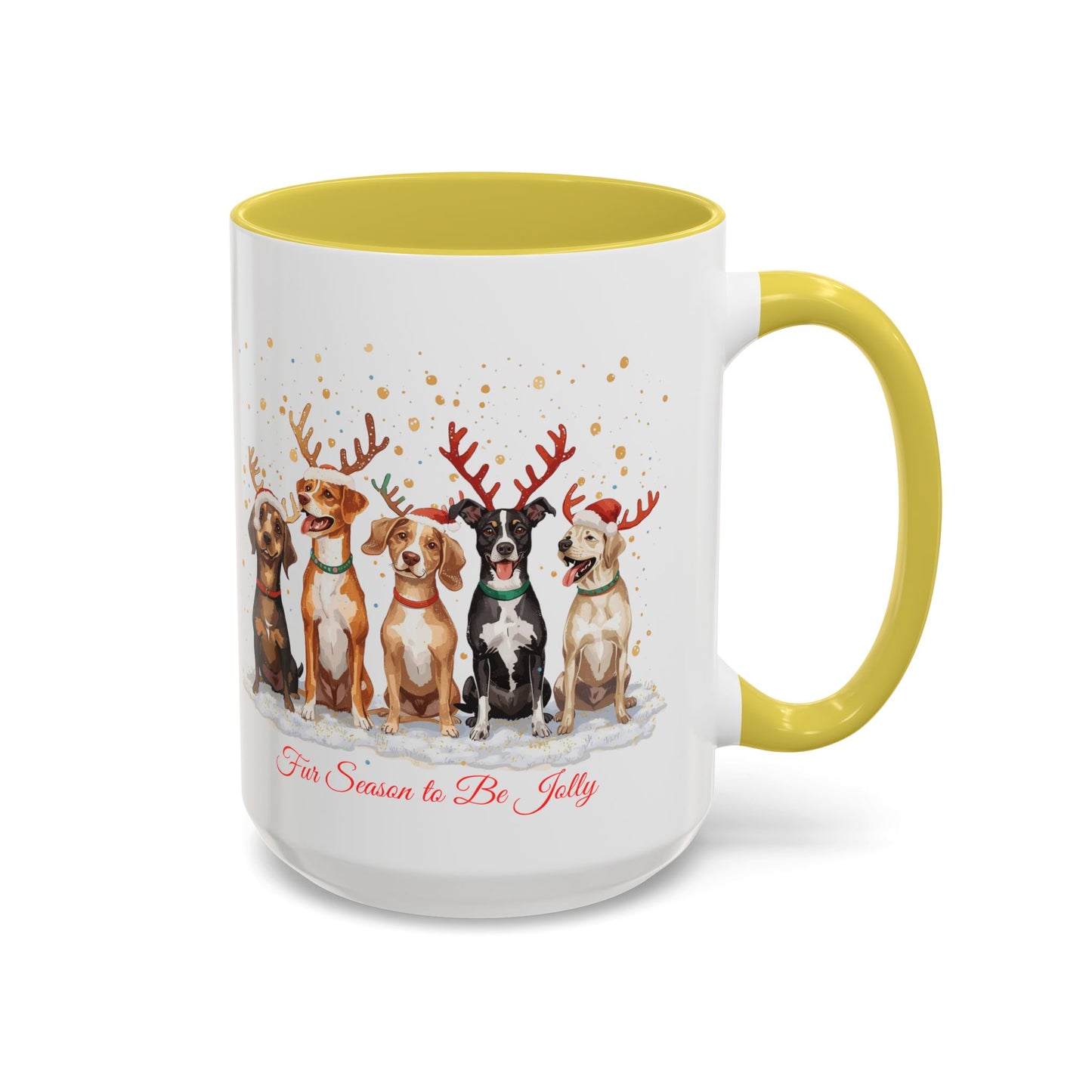 Colorful Holiday Mug with Festive Dogs, Dog Christmas Mug, Dog Mom Mug, Funny Christmas Dog, Merry Christmas