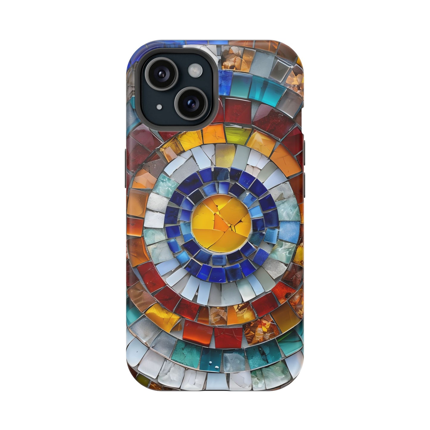 Magnetic Mosaic Phone Case, Trendy iPhone Case, Unique Design, Faux Stained Glass, Custom Phone Cover, Wireless Charging