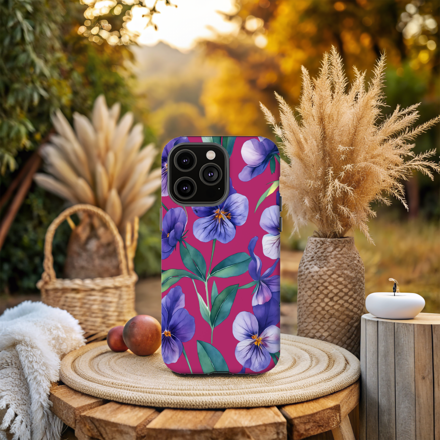African Violet Floral Magnetic Tough Case, Summer Iphone Case, Wildflower Case, Flower Phone Cover, Stylish Phone Case