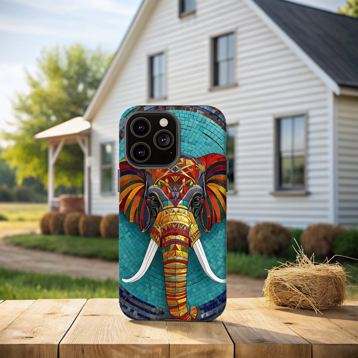 Artistic Elephant Phone Case, Elephant Case, Trendy iPhone Case, Elephant Lover Gift, Unique iPhone Case, Mosaic Design