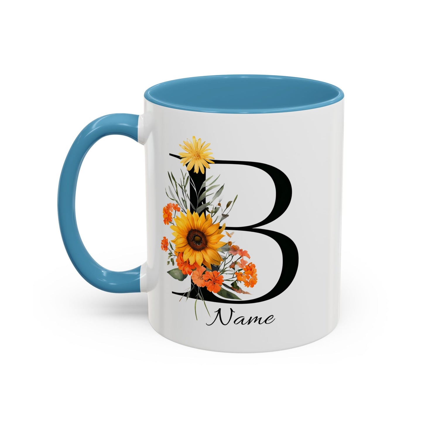 Personalized Floral Monogram - Letter B - Elegant Accent Coffee Mug – Personalized Mothers Day Gift