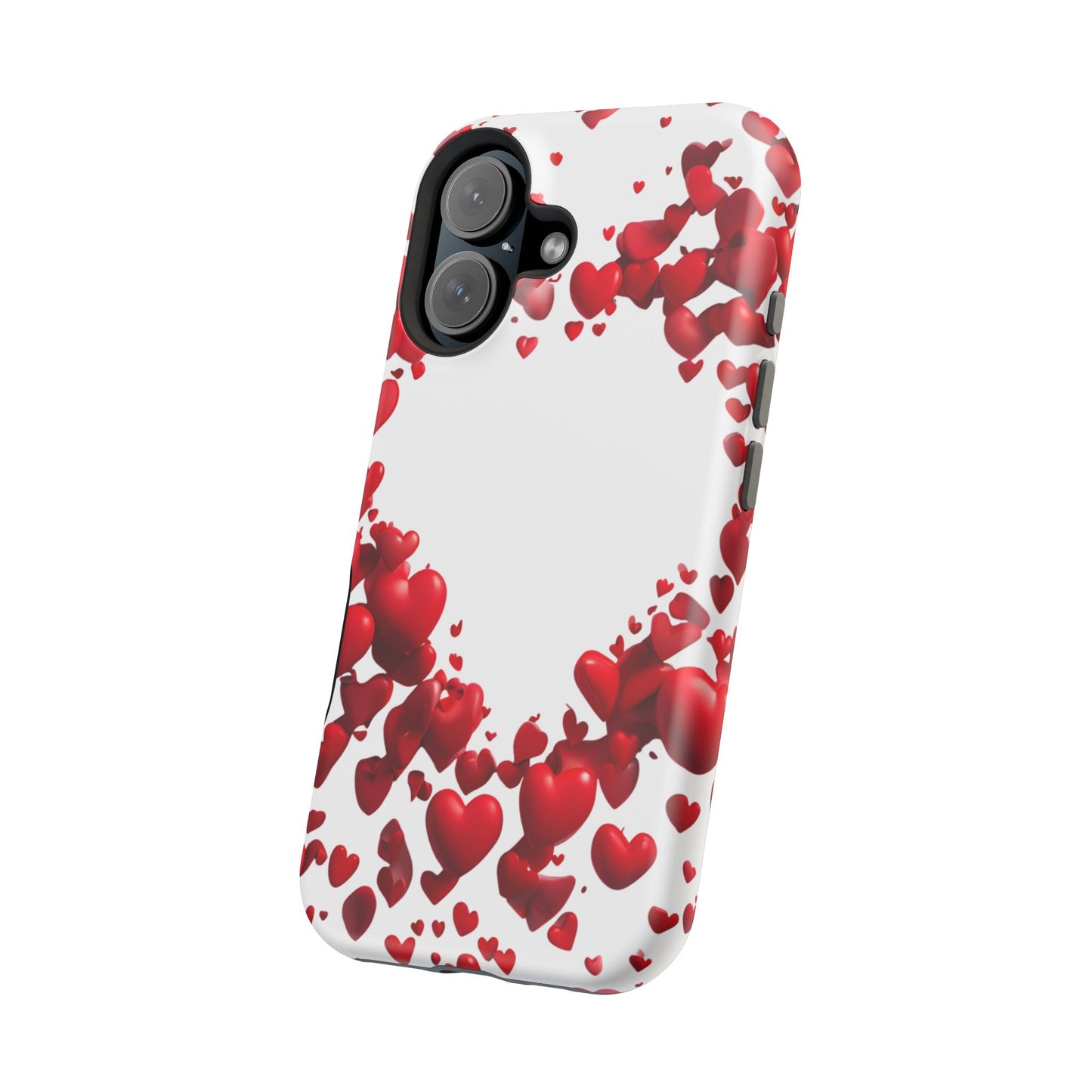 Heart-Shaped Heart Motif Magnetic Tough iPhone Case, Love Themed Phone Cover, Valentine's Day Gift,  Romantic Phone Case