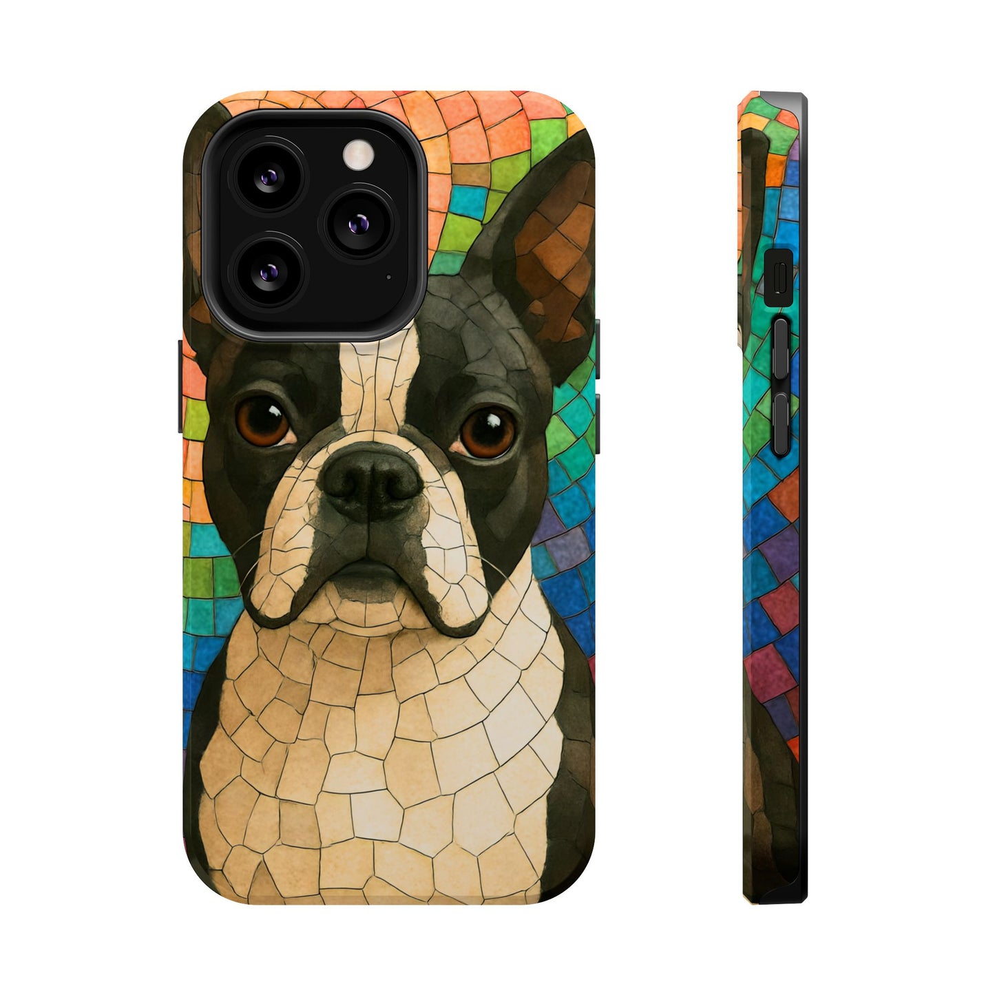 Boston Terrier Mosaic Phone Case, Boston Terrier Dog, Dog Phone Case, iPhone Dog Case, Dog Lover, Gift for Dog Lovers