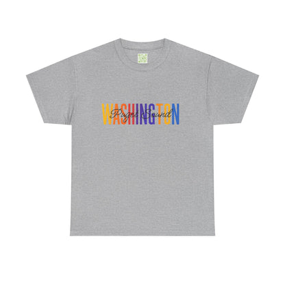 Colorful Puget Sound Washington Tee, Unisex Cotton Shirt, Tacoma Souvenir, Puget Sound Gift, Washington Souvenir