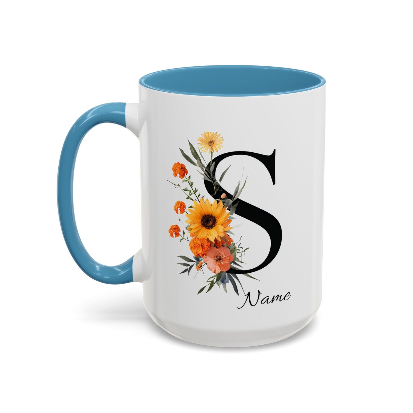 Personalized Floral Monogram - Letter S - Elegant Accent Coffee Mug – Personalized Mothers Day Gift