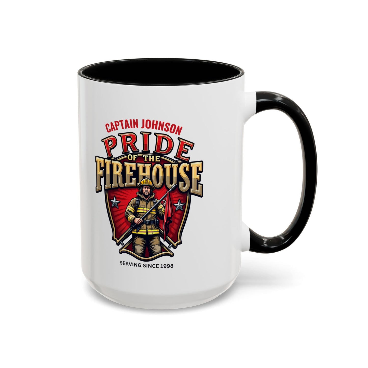 Personalized Pride of the Firehouse Shield Mug, Fire Department, Fire Fighter Gift, Firefighter Mug, Firefighter Dad Gift