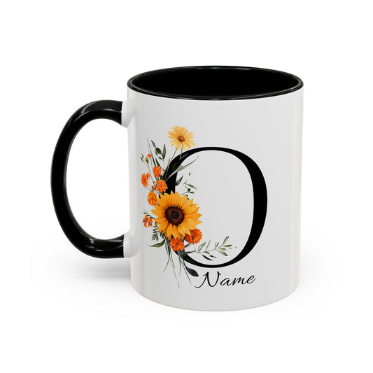 Personalized Floral Monogram - Letter O - Elegant Accent Coffee Mug – Personalized Mothers Day Gift