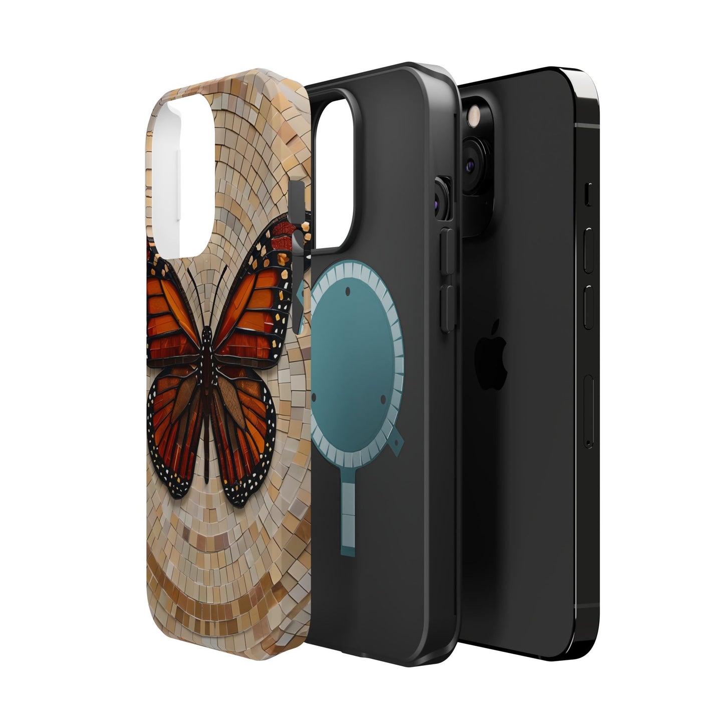 Monarch Butterfly Mosaic iPhone Case, Orange Butterfly Case, Artistic Phone Cover, Trendy iPhone Case, Wireless Charging Cover