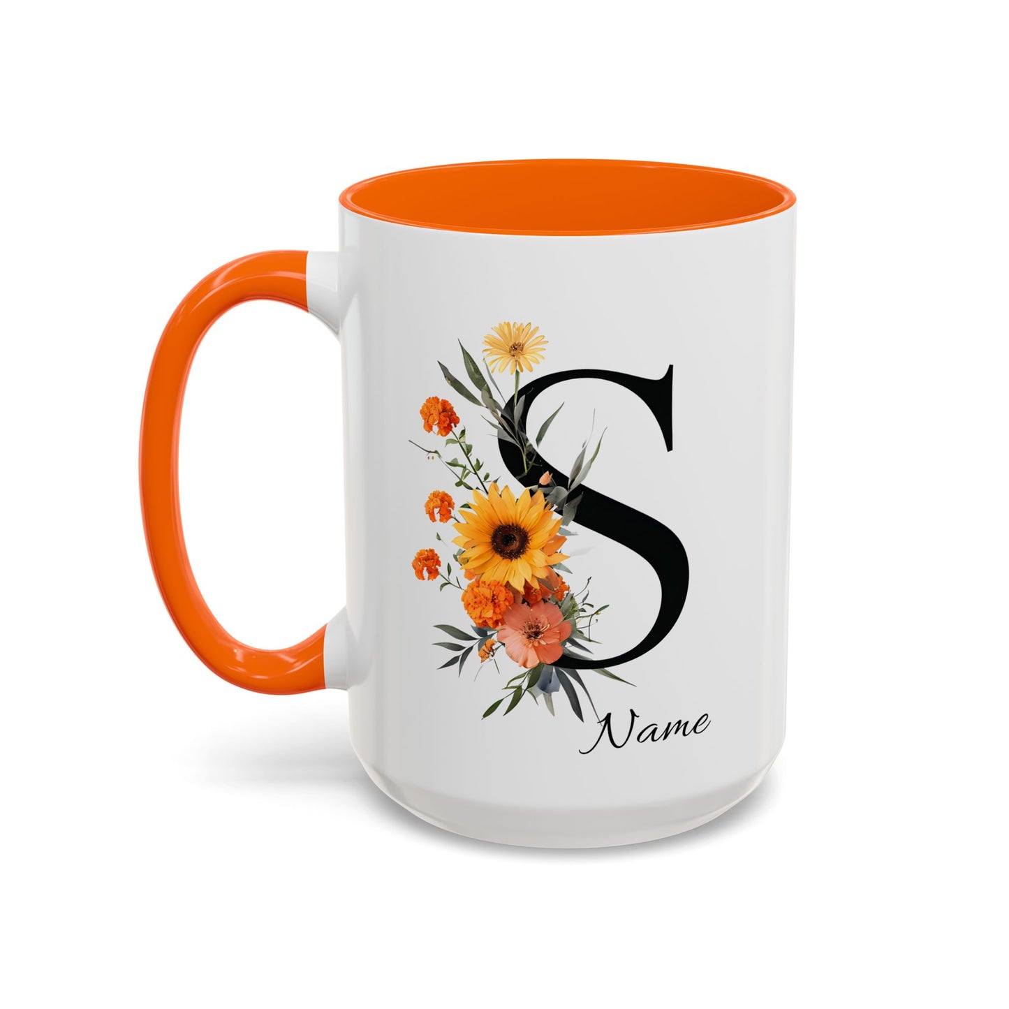Personalized Floral Monogram - Letter S - Elegant Accent Coffee Mug – Personalized Mothers Day Gift