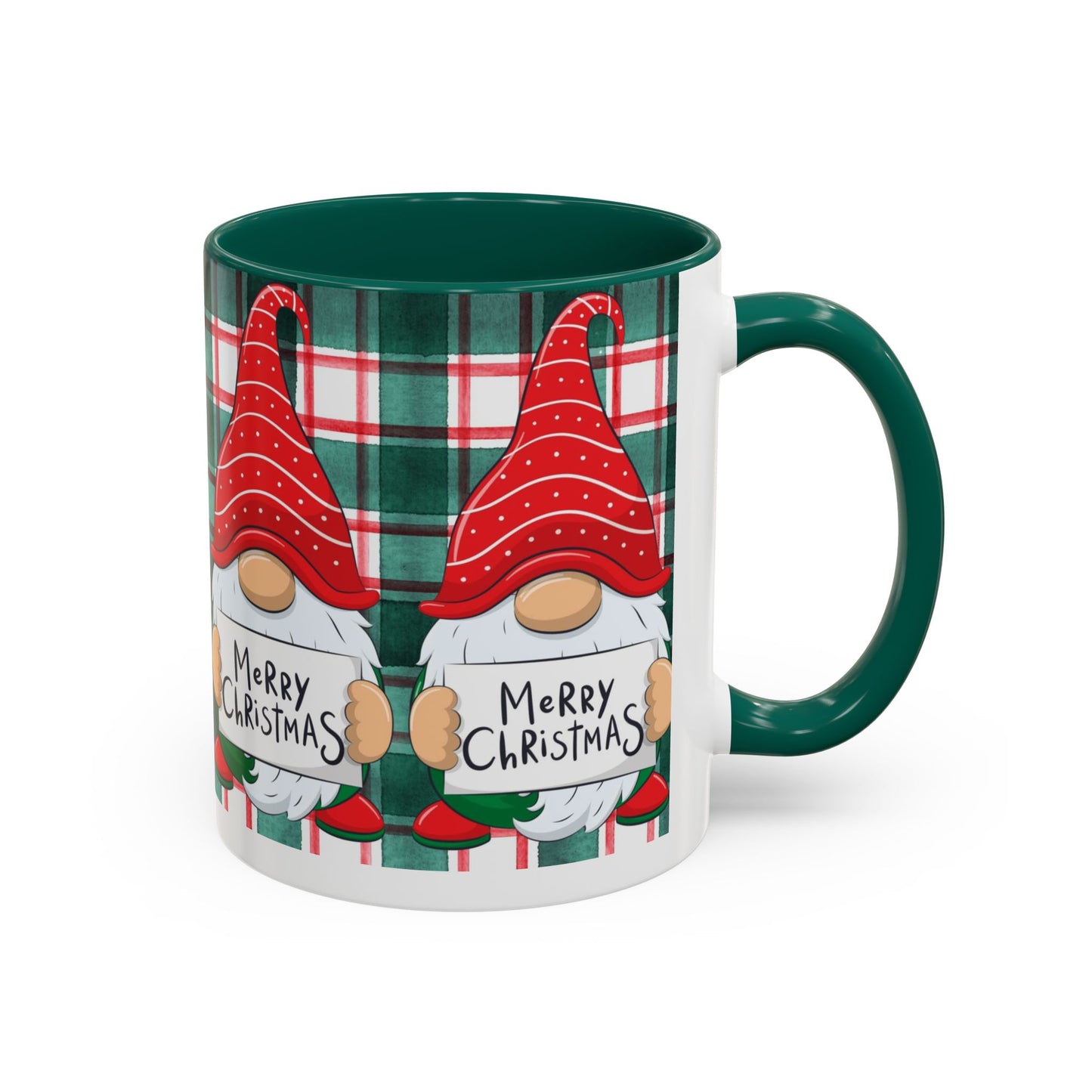 Plaid Merry Christmas Gnome Mug, Red Plaid Holiday Coffee Cup, Festive Gnome Lover Gift, Cute Hot Cocoa Mug, Winter Christmas Drinkware