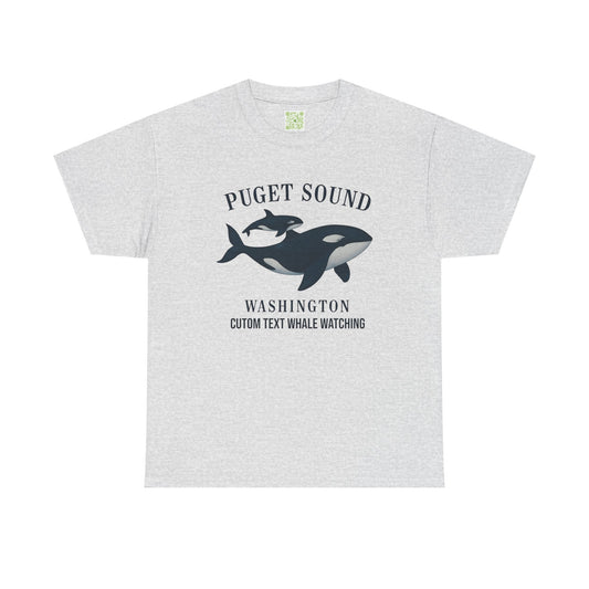 Puget Sound Orca and Baby Orca TShirt, Orca Shirt, Respect the Locals, Whale Gifts, Whale TShirt, Whale Watching Shirt