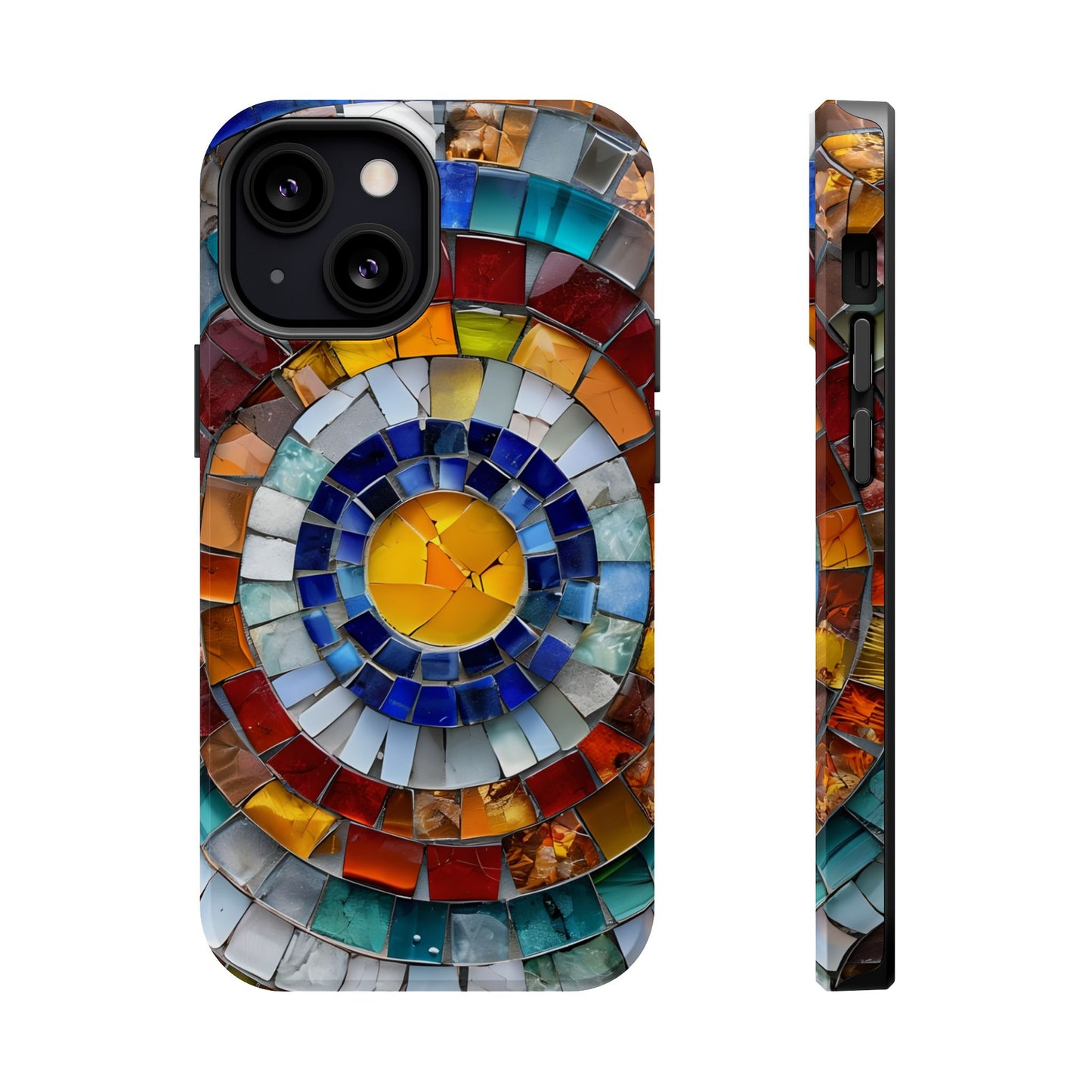 Magnetic Mosaic Phone Case, Trendy iPhone Case, Unique Design, Faux Stained Glass, Custom Phone Cover, Wireless Charging