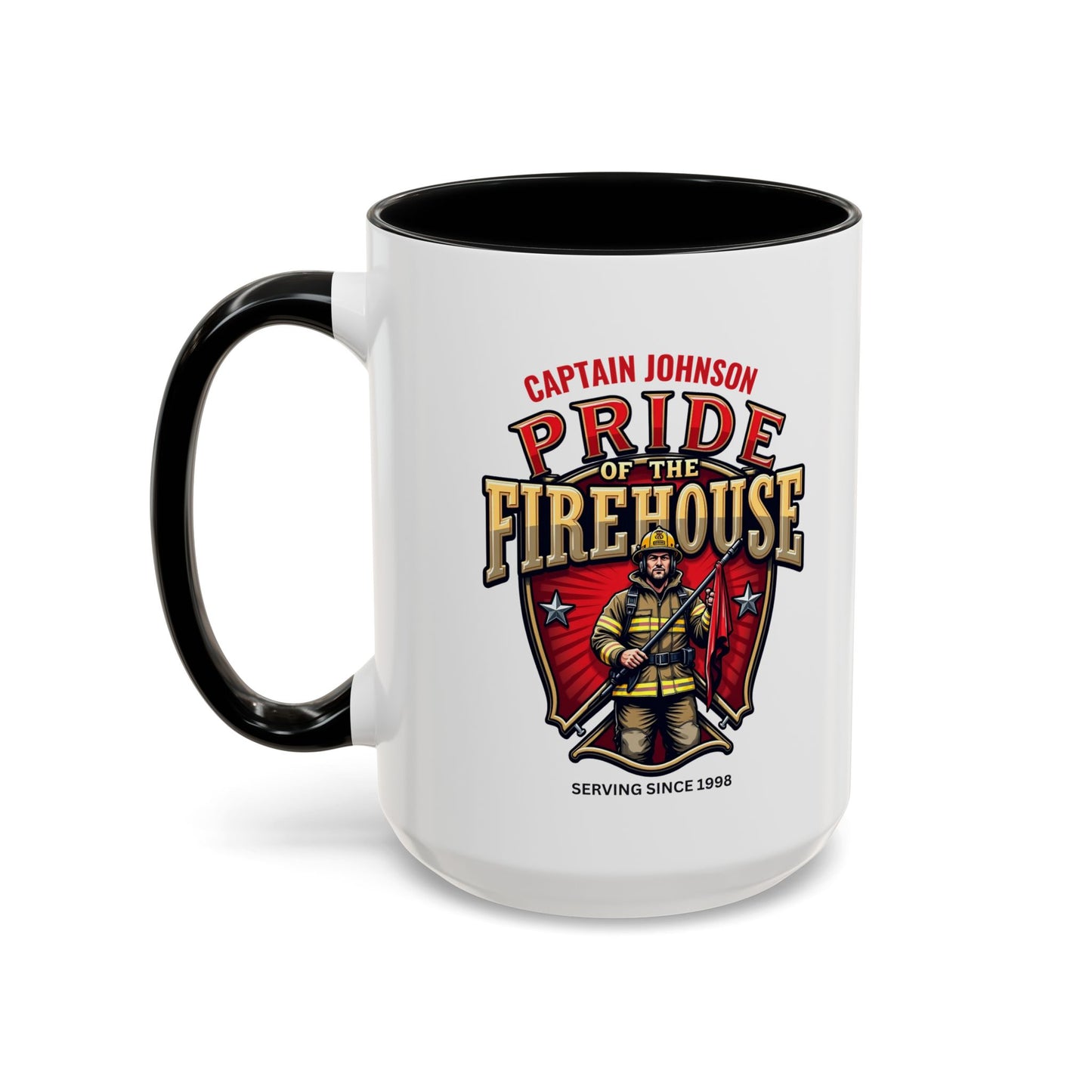 Personalized Pride of the Firehouse Shield Mug, Fire Department, Fire Fighter Gift, Firefighter Mug, Firefighter Dad Gift