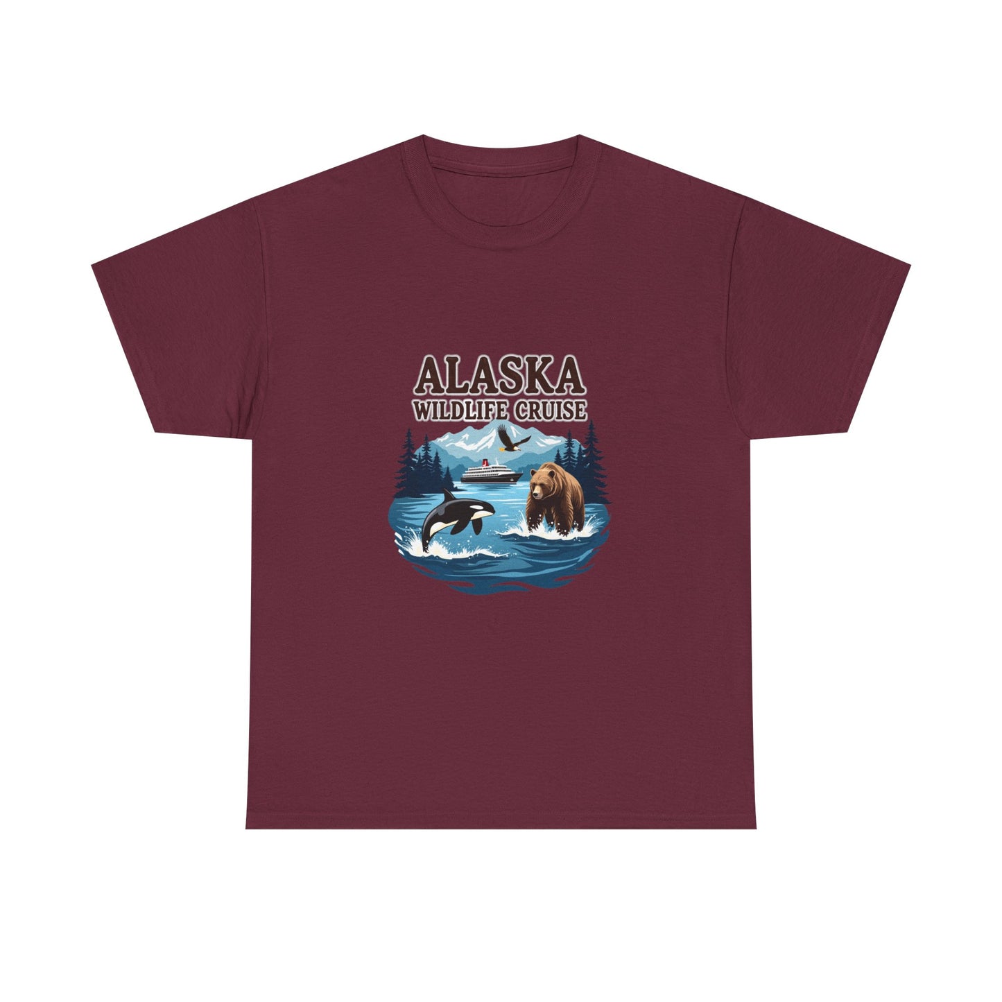 Alaska Wildlife Cruise Unisex Heavy Cotton Tee, Alaska Cruise Shirt, Wildlife Vacation Tee, Nature Enthusiast Gift