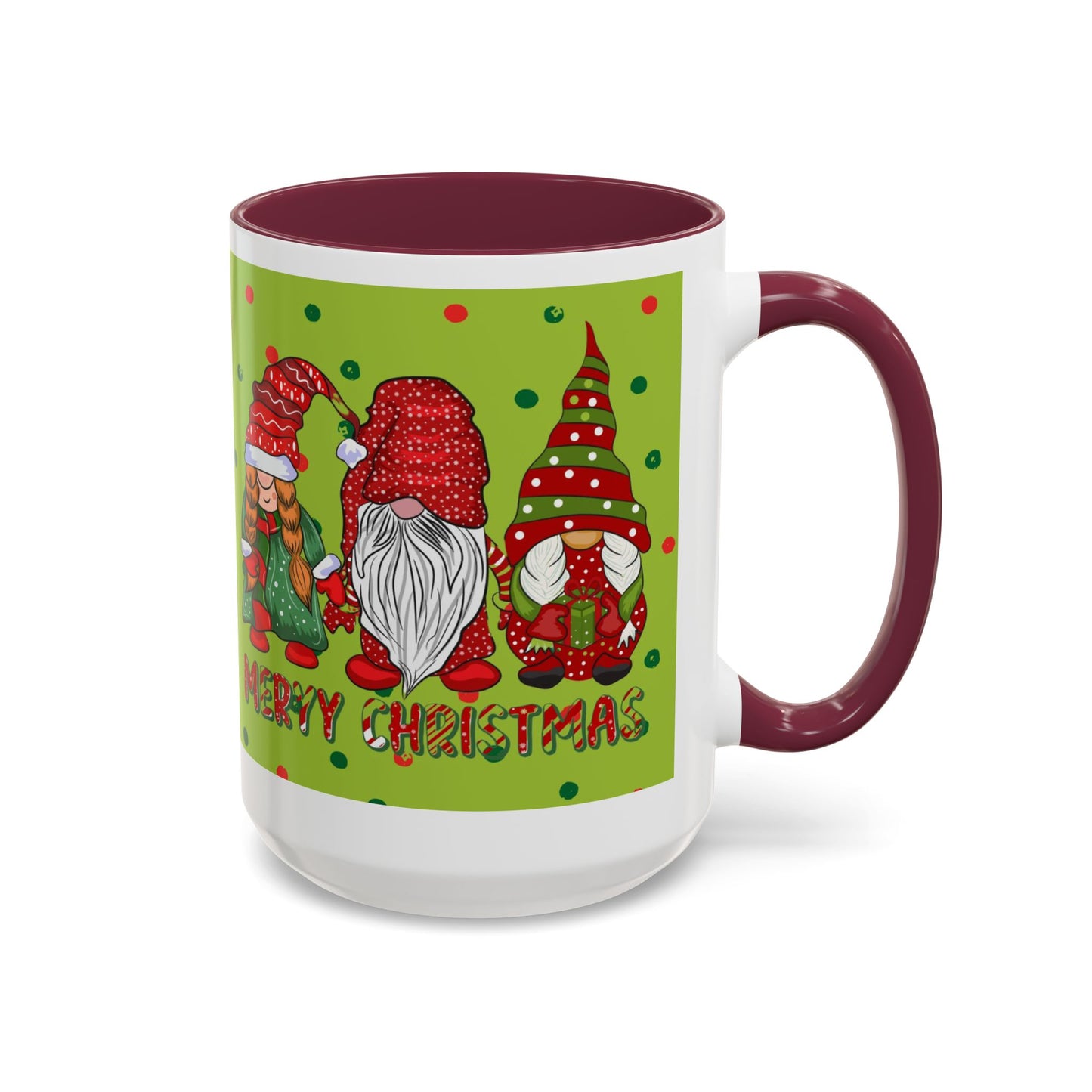 Merry Christmas Gnom Trio. Gnome Mug, Green Holiday Coffee Cup, Festive Hot Cocoa Mug, Cute Gnome Lover Gift, Cozy Winter Christmas Drinkware