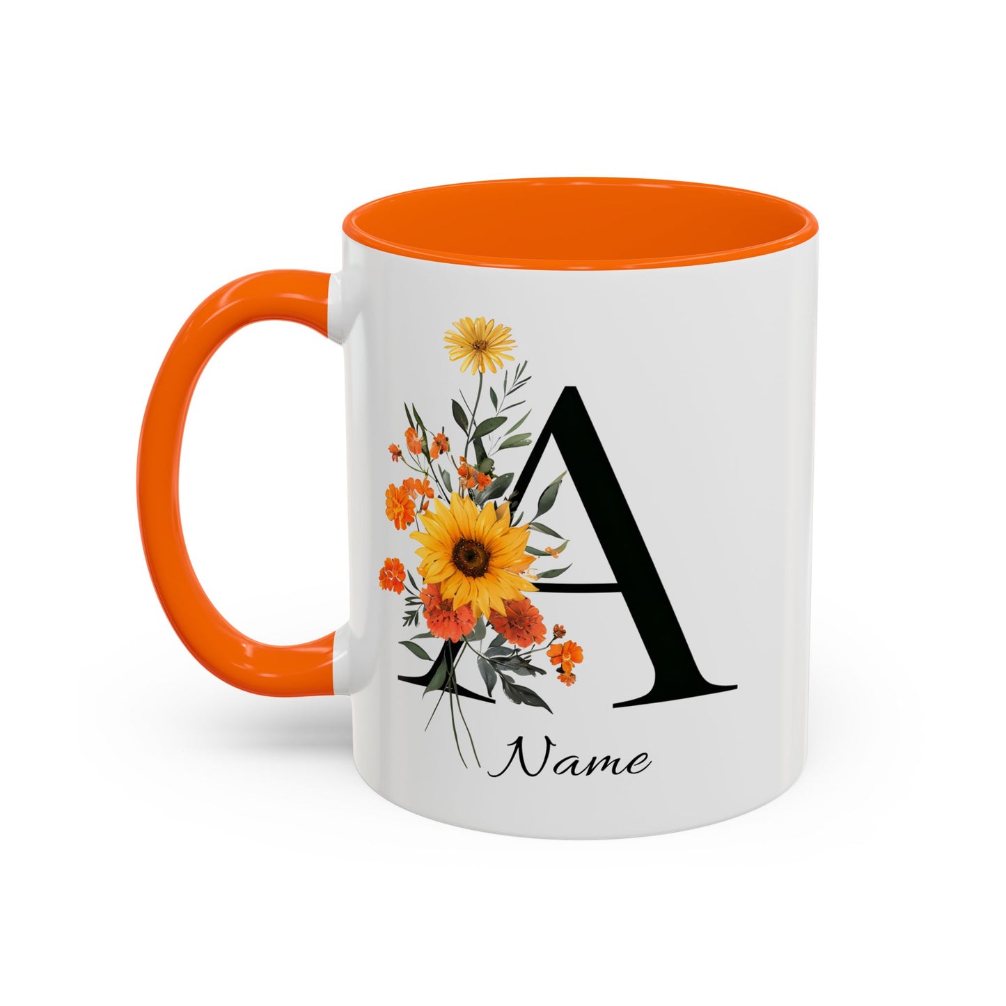 Personalized Floral Monogram Mug Letter A, 11oz & 15oz Personalized Mugs, Monogrammed Mug, Godparent Gift, Gifts Under 50