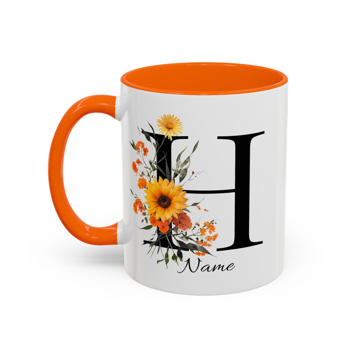 Personalized Floral Monogram - Letter H - Elegant Accent Coffee Mug – Personalized Mothers Day Gift