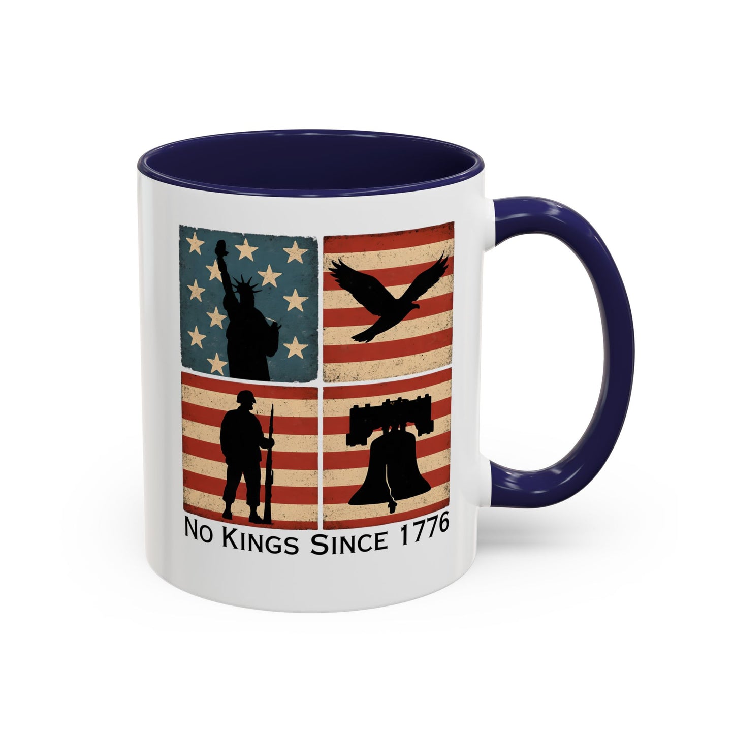 No Kings Since 1776 Coffee Mug, Fourth of July Gift, Retro American Flag Mug, Land of the Free, Military Veteran Gift