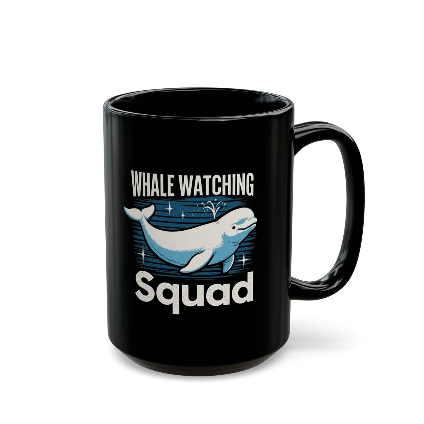 Whale Squad Black Mug, Personalized Whale Watching, Whale Mug, Ocean Lovers Gift, Nantucket Whales, Alaskan Cruise