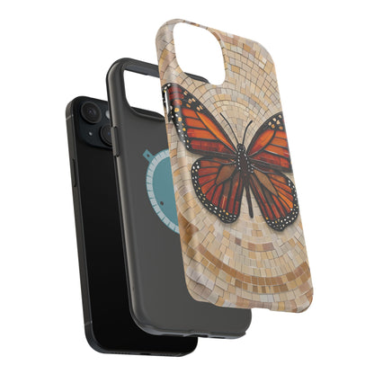 Monarch Butterfly Mosaic iPhone Case, Orange Butterfly Case, Artistic Phone Cover, Trendy iPhone Case, Wireless Charging Cover
