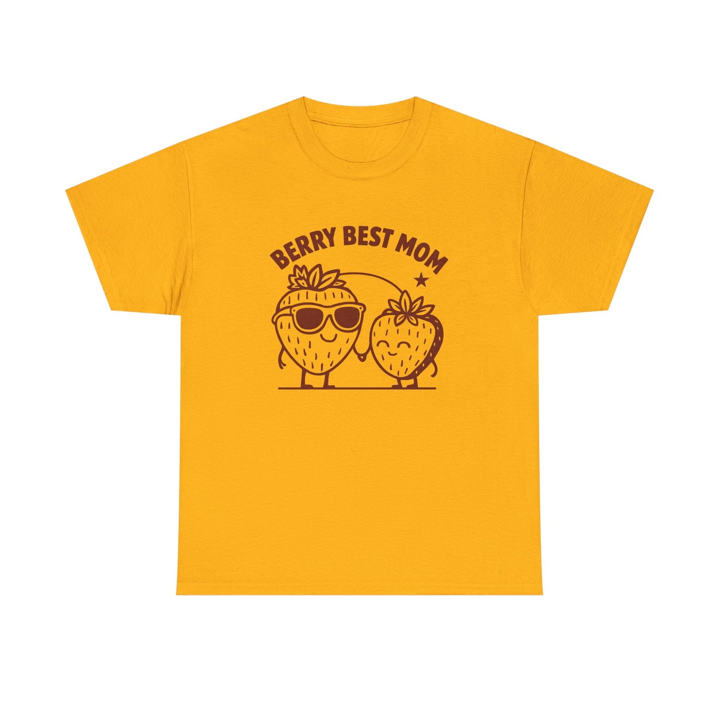 Berry Best Mom Heavy Cotton Tee, Cute Strawberry Design, Strawberry Shirt, 1st Mothers Day, Gifts for New Mom