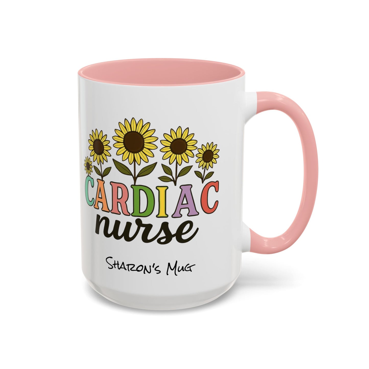 Cardiac Nurse Sunflower Accent Coffee Mug, CVICU Nurse Mug, Cardiac Nursing Grad Gift, Cardiac ICU Nurse, Cardiology RN NP