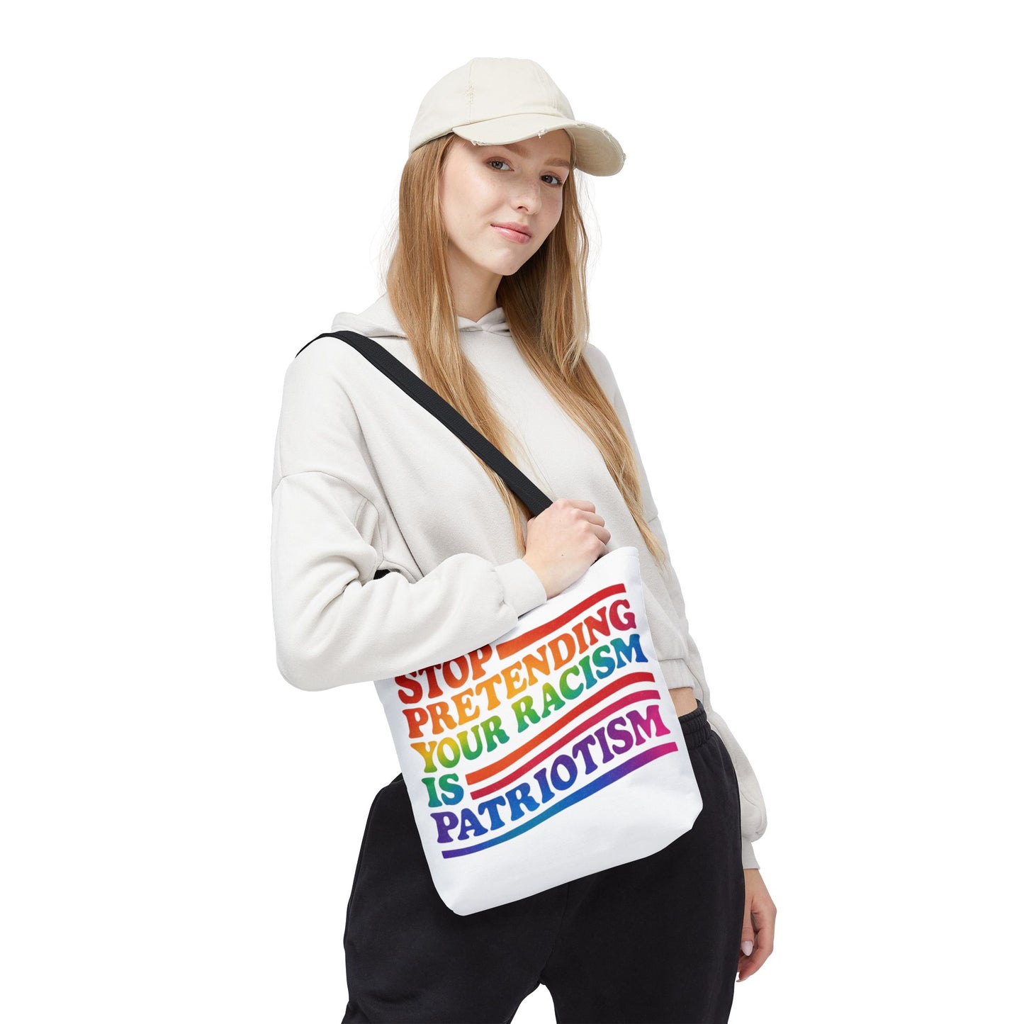 Pride Tote Bag, Stop Pretending Your Racism is Patriotism Tote, Pride Month Tote, Gay Tote, Equal Rights Tote, LGBTQ+ Support
