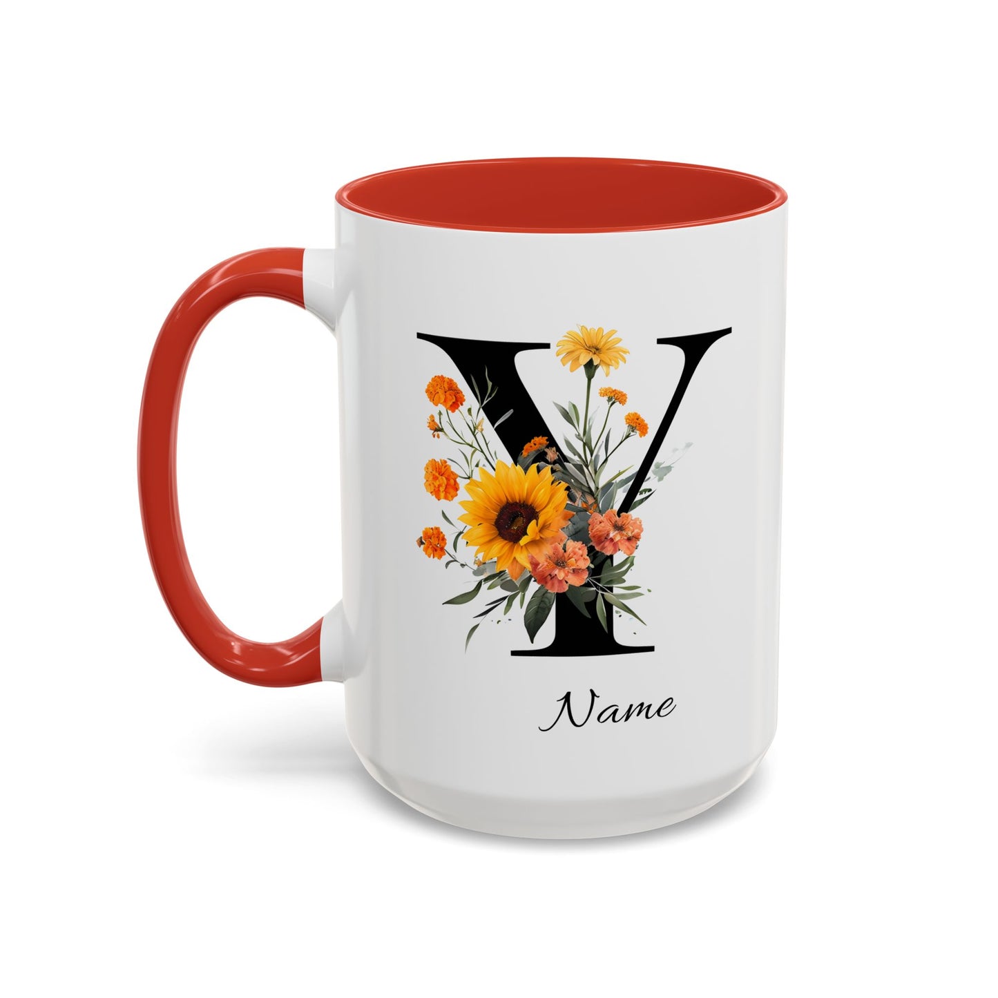 Personalized Floral Monogram - Letter Y - Elegant Accent Coffee Mug – Personalized Mothers Day Gift