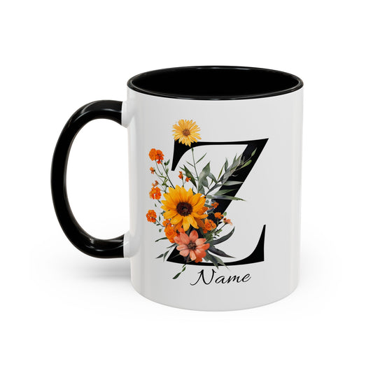 Personalized Floral Monogram - Letter Z - Elegant Accent Coffee Mug – Personalized Mothers Day Gift