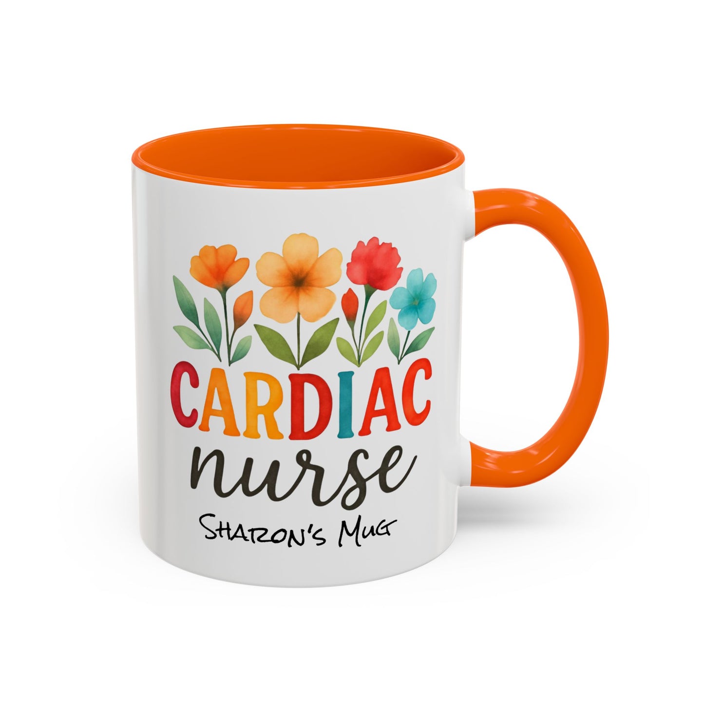 Cardiac Nurse Floral Watercolor Accent Coffee Mug, CVICU Nurse Mug, Cardiac Nurse Gifts, Cardiac ICU Nurse