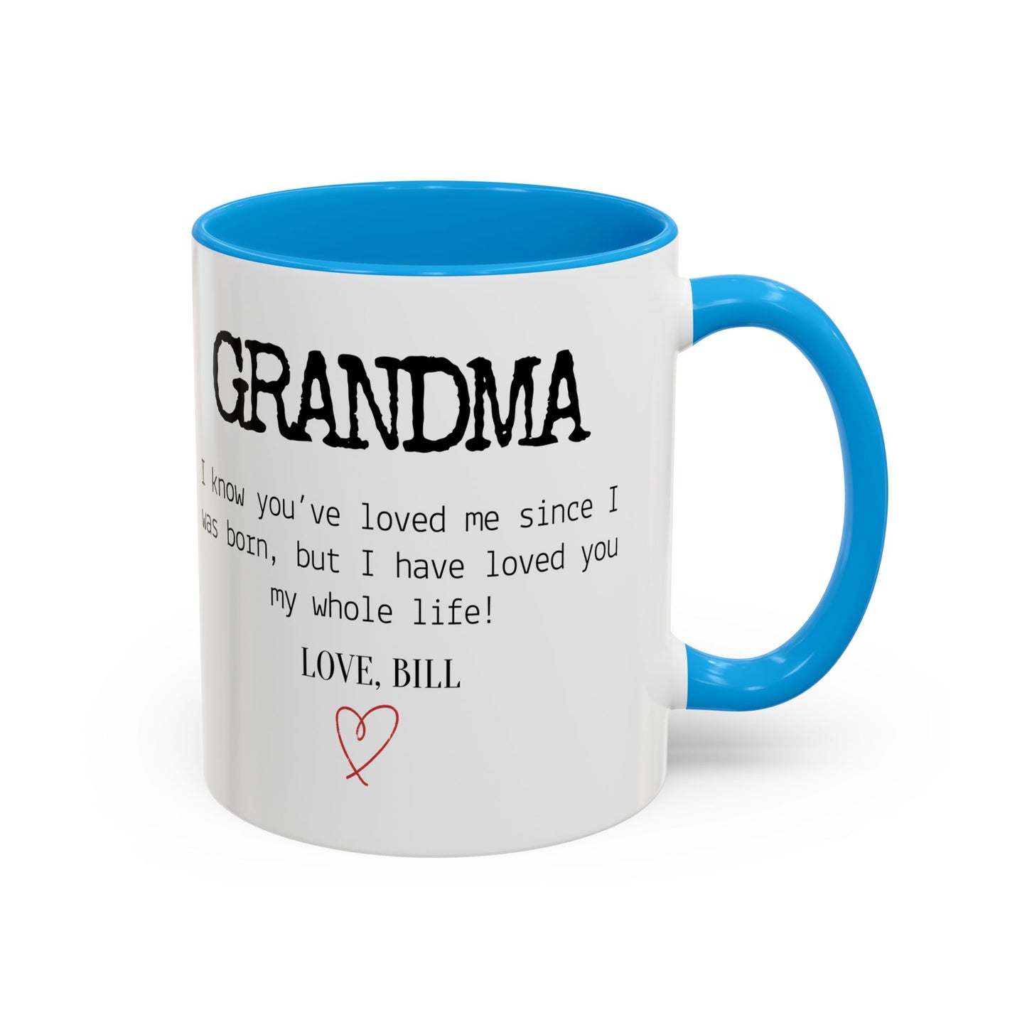 Personalized Grandma Mug, Gift from Grandchild, Custom Message Coffee Cup, Grandma Birthday Gift, Mother’s Day Mug, Sentimental Gift for Grandma