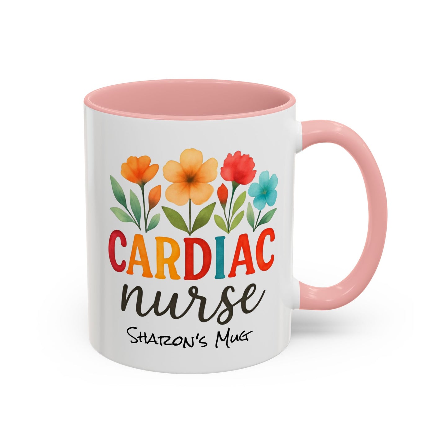Cardiac Nurse Floral Watercolor Accent Coffee Mug, CVICU Nurse Mug, Cardiac Nurse Gifts, Cardiac ICU Nurse