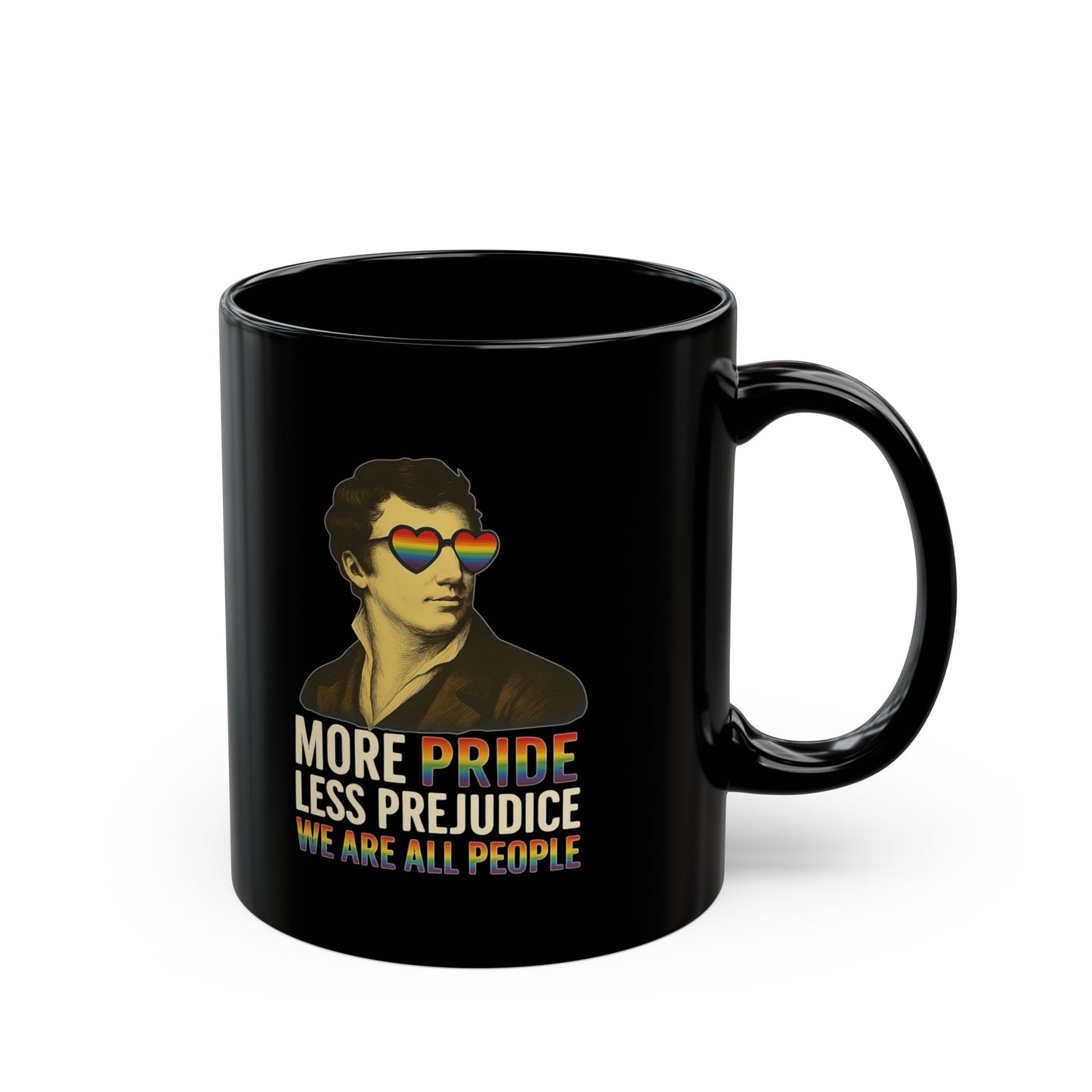Pride Month Black Mug, More Pride Less Prejudice, 11oz & 15oz, LGBT Mug, Equal Rights Mug, Bisexual Queer Mug