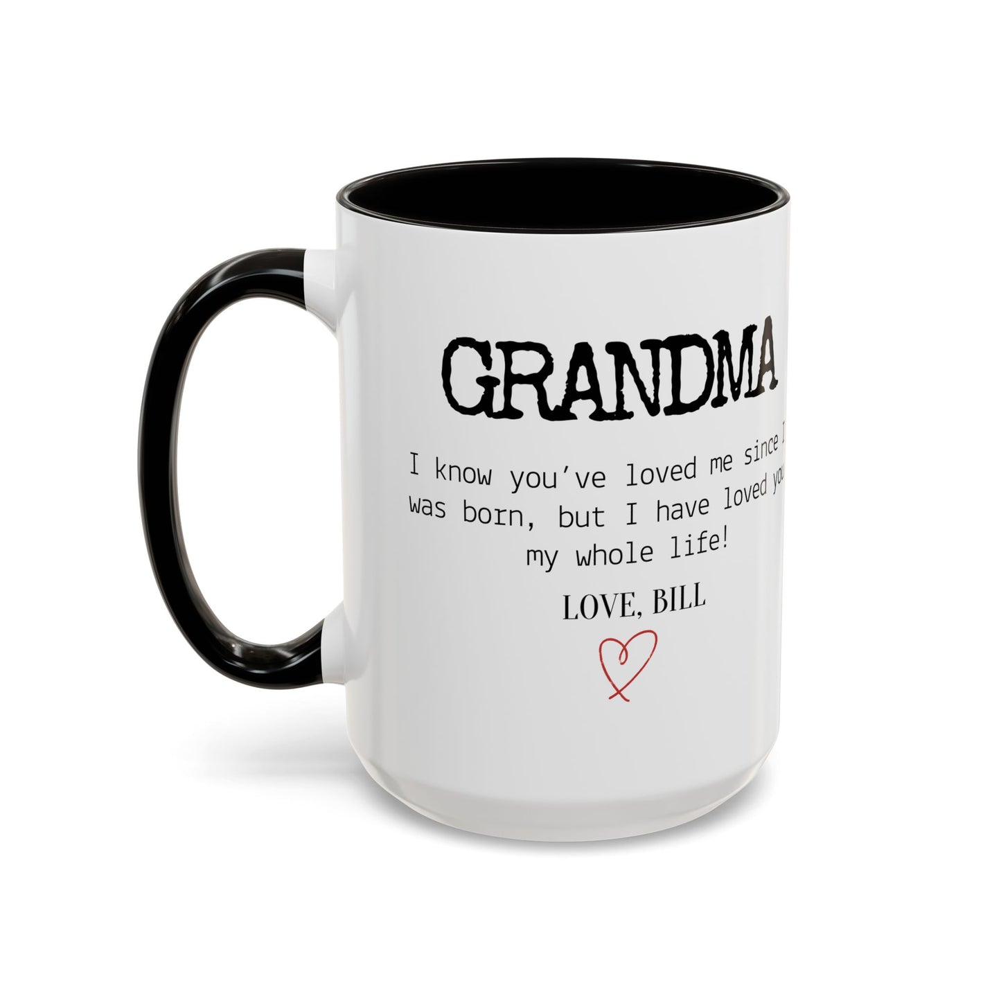 Personalized Grandma Mug, Gift from Grandchild, Custom Message Coffee Cup, Grandma Birthday Gift, Mother’s Day Mug, Sentimental Gift for Grandma