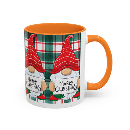 Plaid Merry Christmas Gnome Mug, Red Plaid Holiday Coffee Cup, Festive Gnome Lover Gift, Cute Hot Cocoa Mug, Winter Christmas Drinkware