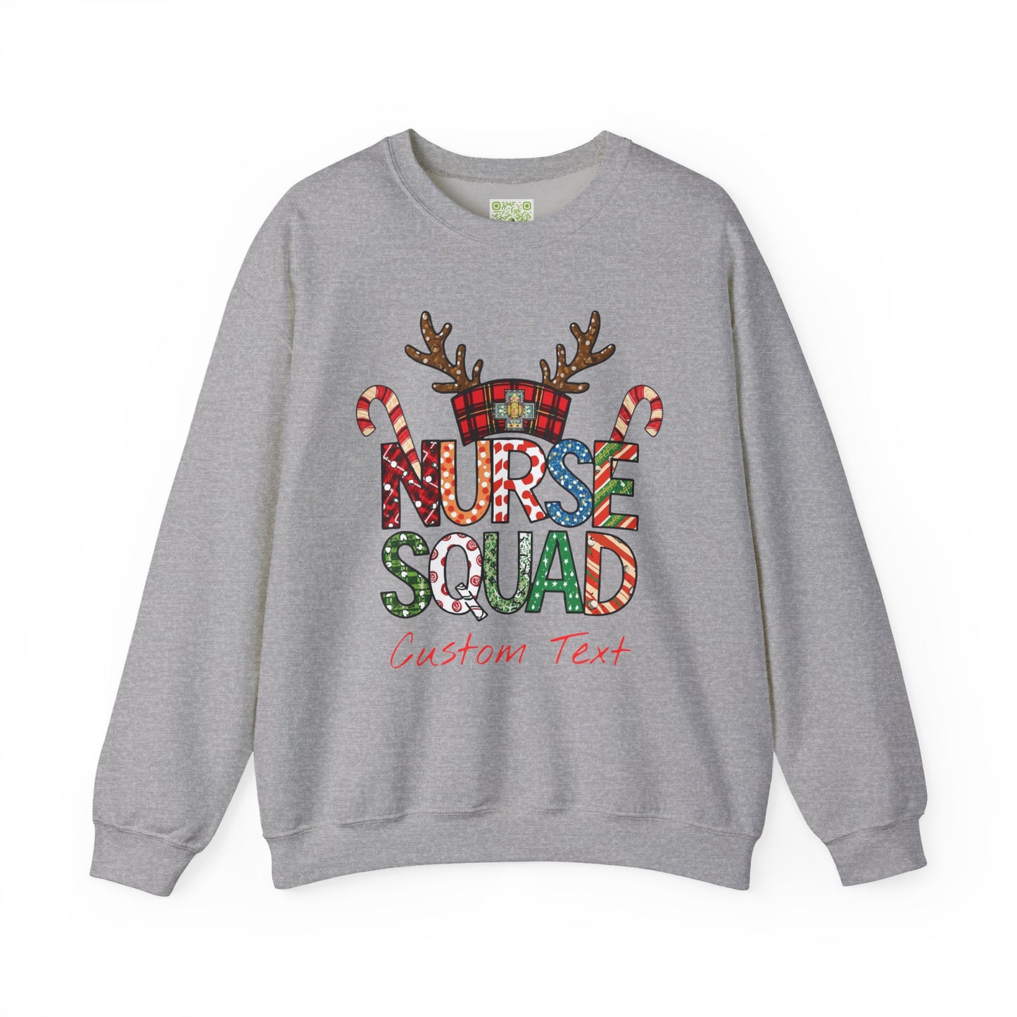 Christmas Nurse Squad Crewneck Sweatshirt – Custom Text Holiday Pullover