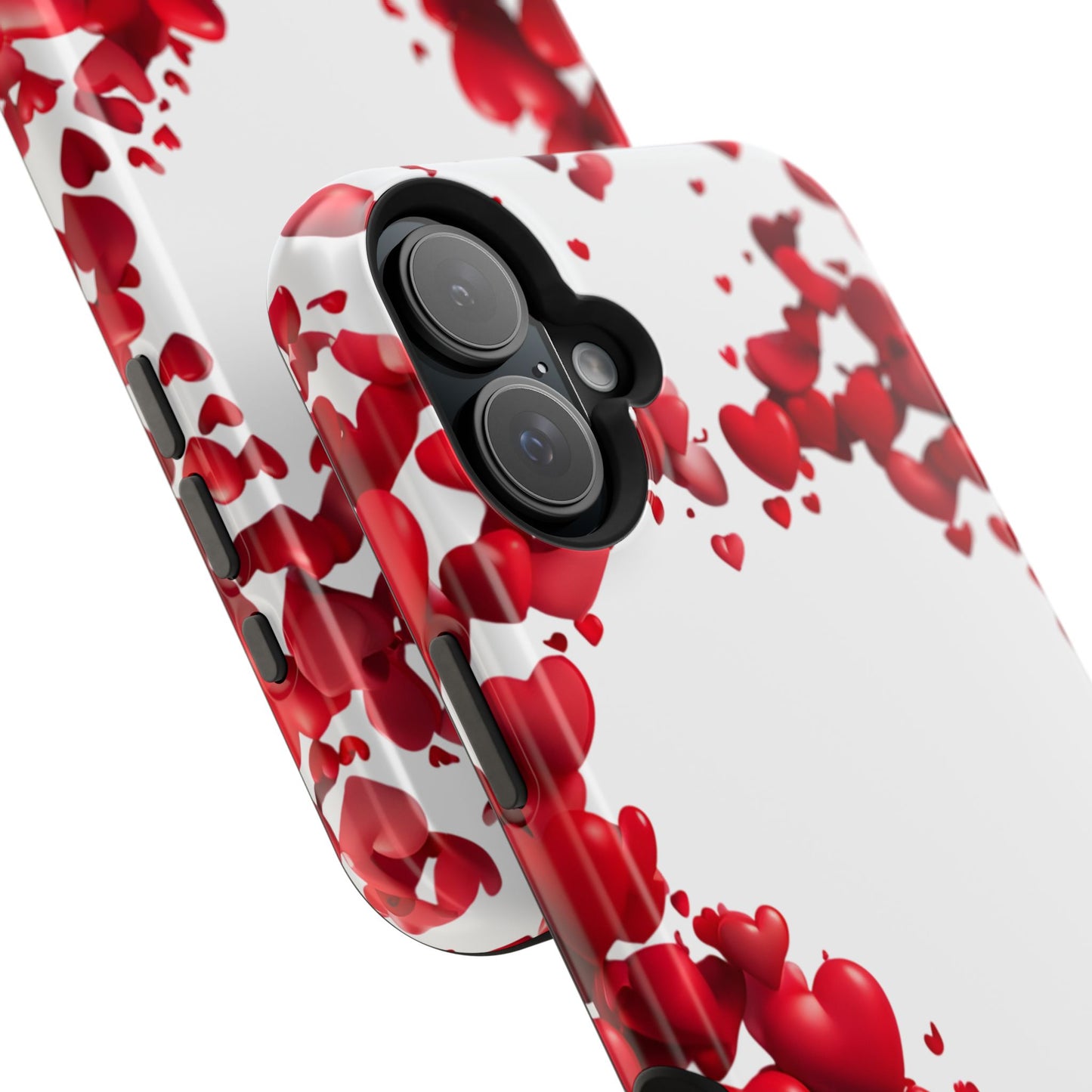 Heart-Shaped Heart Motif Magnetic Tough iPhone Case, Love Themed Phone Cover, Valentine's Day Gift,  Romantic Phone Case