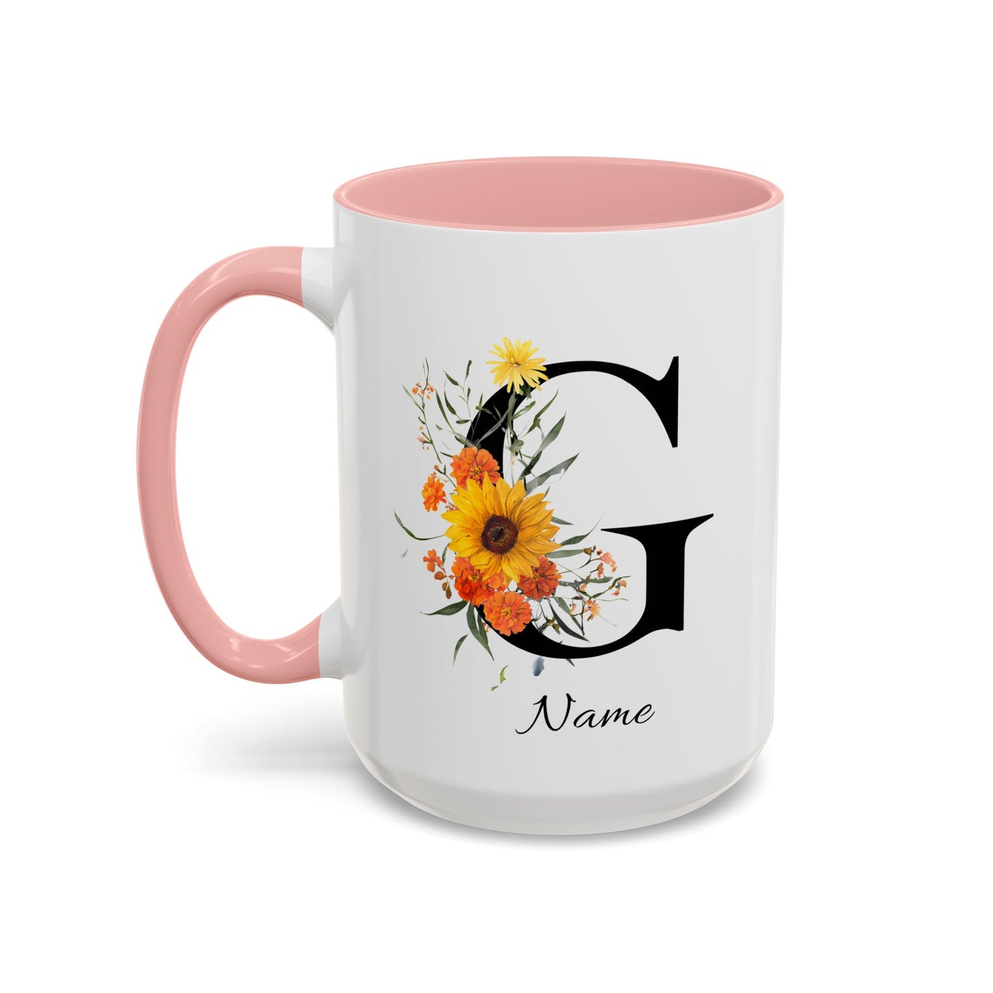 Personalized Floral Monogram - Letter G - Elegant Accent Coffee Mug – Personalized Mothers Day Gift
