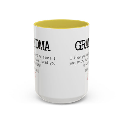 Personalized Grandma Mug, Gift from Grandchild, Custom Message Coffee Cup, Grandma Birthday Gift, Mother’s Day Mug, Sentimental Gift for Grandma