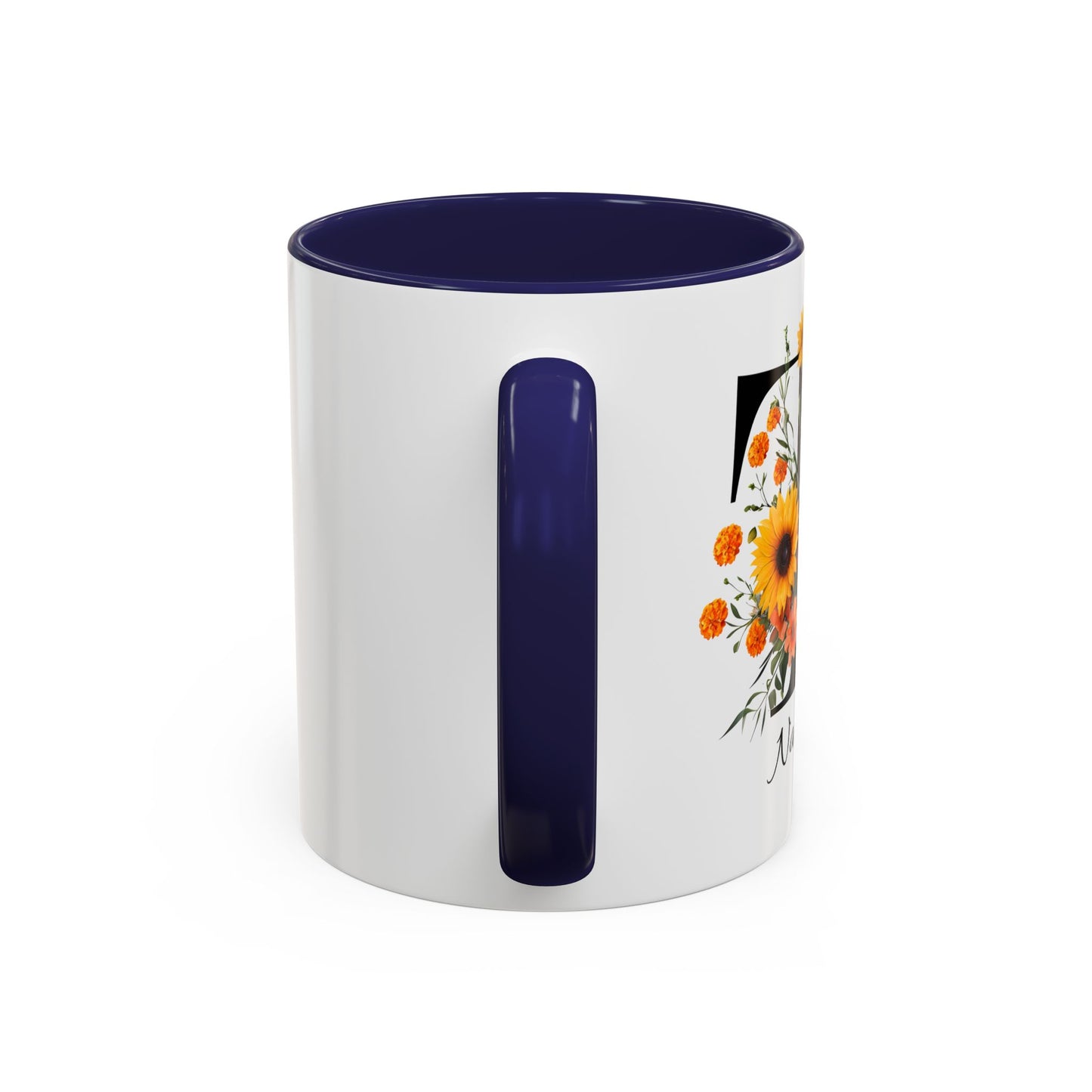 Personalized Floral Monogram - Letter T - Elegant Accent Coffee Mug – Personalized Mothers Day Gift