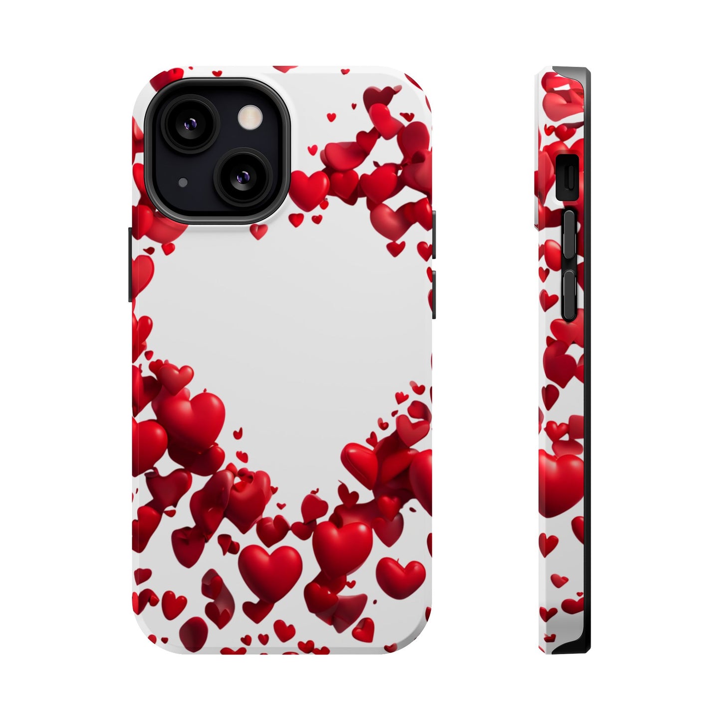Heart-Shaped Heart Motif Magnetic Tough iPhone Case, Love Themed Phone Cover, Valentine's Day Gift,  Romantic Phone Case