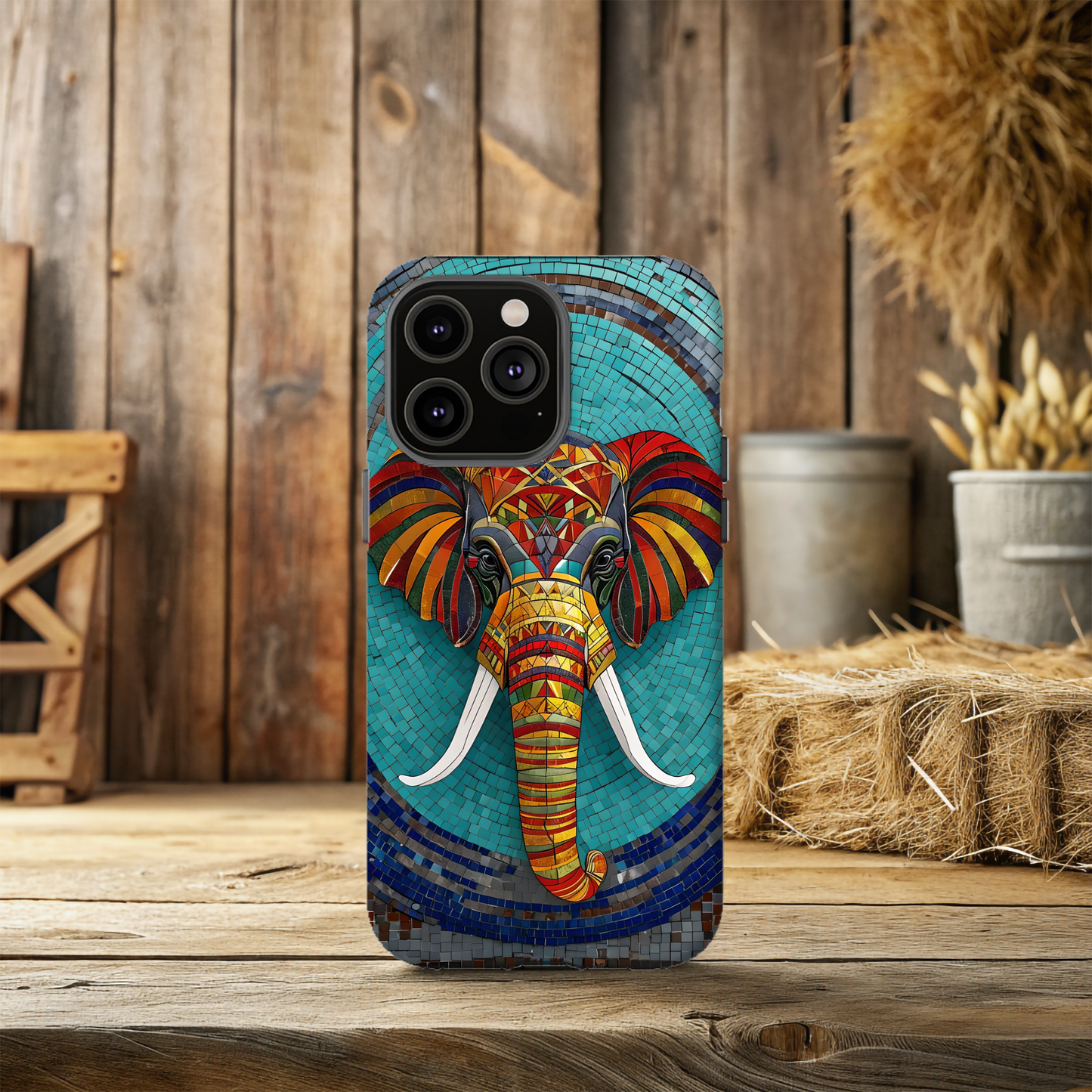 Artistic Elephant Phone Case, Elephant Case, Trendy iPhone Case, Elephant Lover Gift, Unique iPhone Case, Mosaic Design