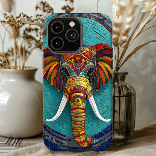 Artistic Elephant Phone Case, Elephant Case, Trendy iPhone Case, Elephant Lover Gift, Unique iPhone Case, Mosaic Design