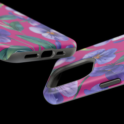 African Violet Floral Magnetic Tough Case, Summer Iphone Case, Wildflower Case, Flower Phone Cover, Stylish Phone Case