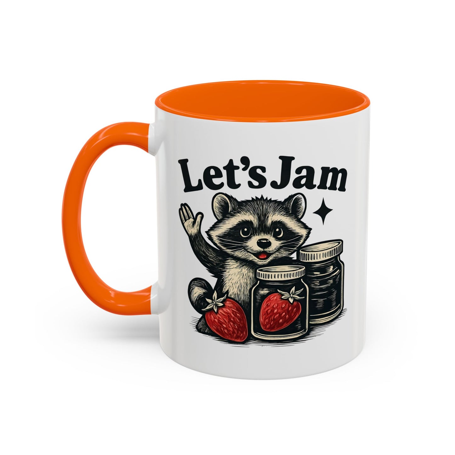 Let's Jam Raccoon Coffee Mug, Strawberry Mug, Cute Summer Mug, Raccoon Strawberry Mug, Funny Raccoon Mug, Trending Now