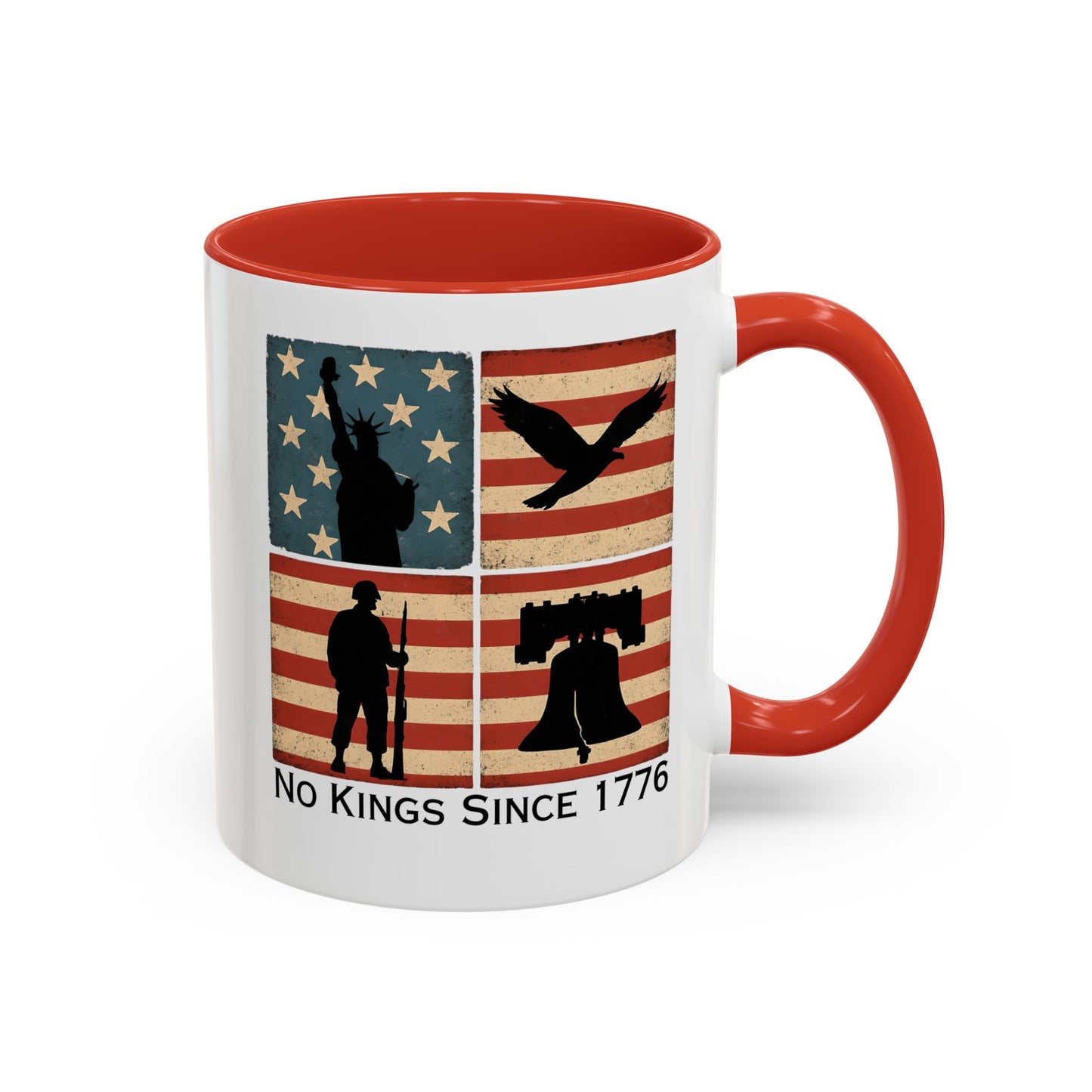 No Kings Since 1776 Coffee Mug, Fourth of July Gift, Retro American Flag Mug, Land of the Free, Military Veteran Gift