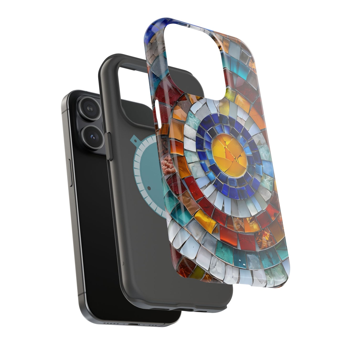 Magnetic Mosaic Phone Case, Trendy iPhone Case, Unique Design, Faux Stained Glass, Custom Phone Cover, Wireless Charging